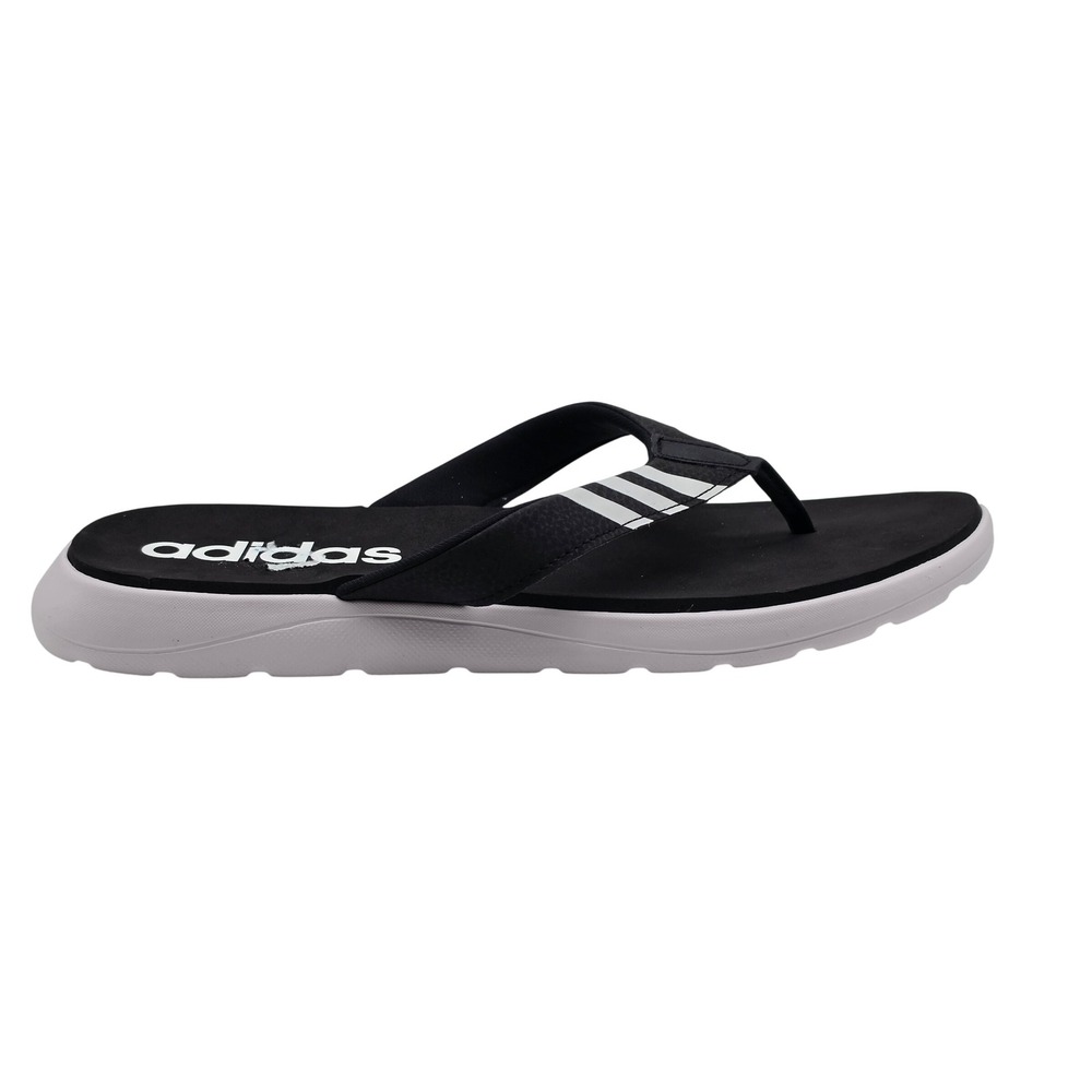 adidas Comfort Flip-Flops Men's 10 Black White EG2069 New Without Box